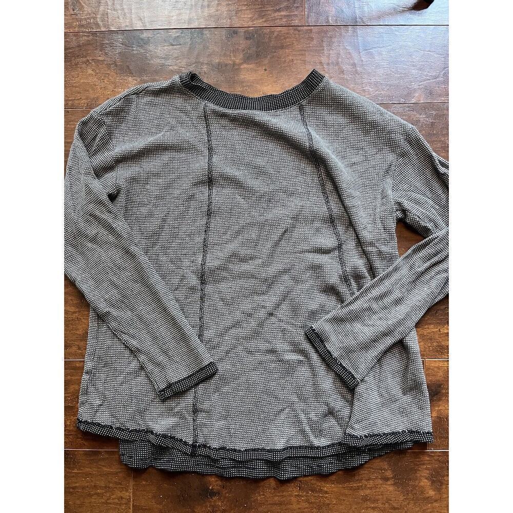 J. Jill Geometric Black White Long Sleeve Pull Over Boho Shirt Size Large
